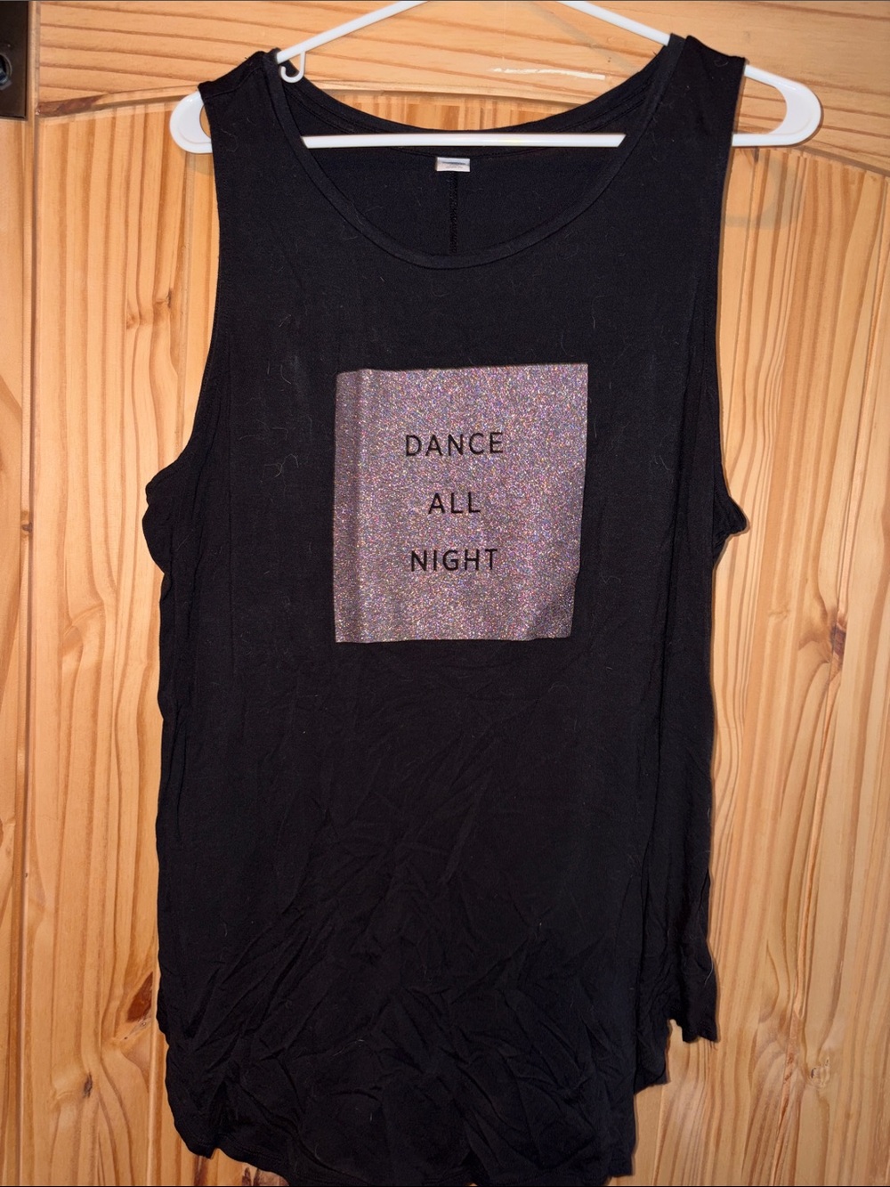 Old Navy Black Tank Top with Glitter Square. Size xxl dance all night